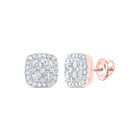 Cushion Diamond Earrings in 14K Rose Gold - Splendid Jewellery