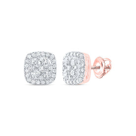 Cushion Diamond Earrings in 14K Rose Gold - Splendid Jewellery