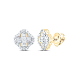 14K Yellow Gold Diamond Earrings 1/2 Cttw - Splendid Jewellery