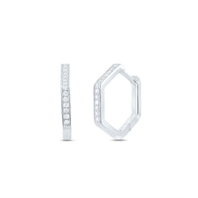 Load image into Gallery viewer, 14K White Gold Diamond Hoop Earrings 1/5 Cttw - Splendid Jewellery