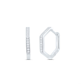 14K White Gold Diamond Hoop Earrings 1/5 Cttw - Splendid Jewellery