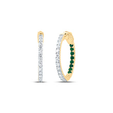 Load image into Gallery viewer, Emerald Hoop Earrings in 14K Yellow Gold - Splendid Jewellery
