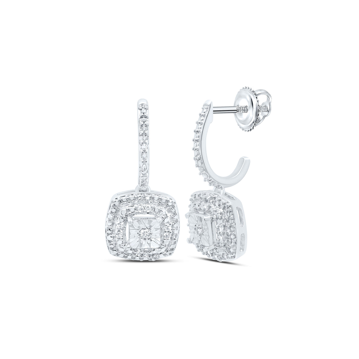 Diamond Earrings in Sterling Silver - Splendid Jewellery