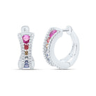 Sapphire Hoop Earrings in 14K White Gold - Splendid Jewellery