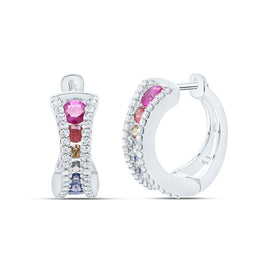 Sapphire Hoop Earrings in 14K White Gold - Splendid Jewellery