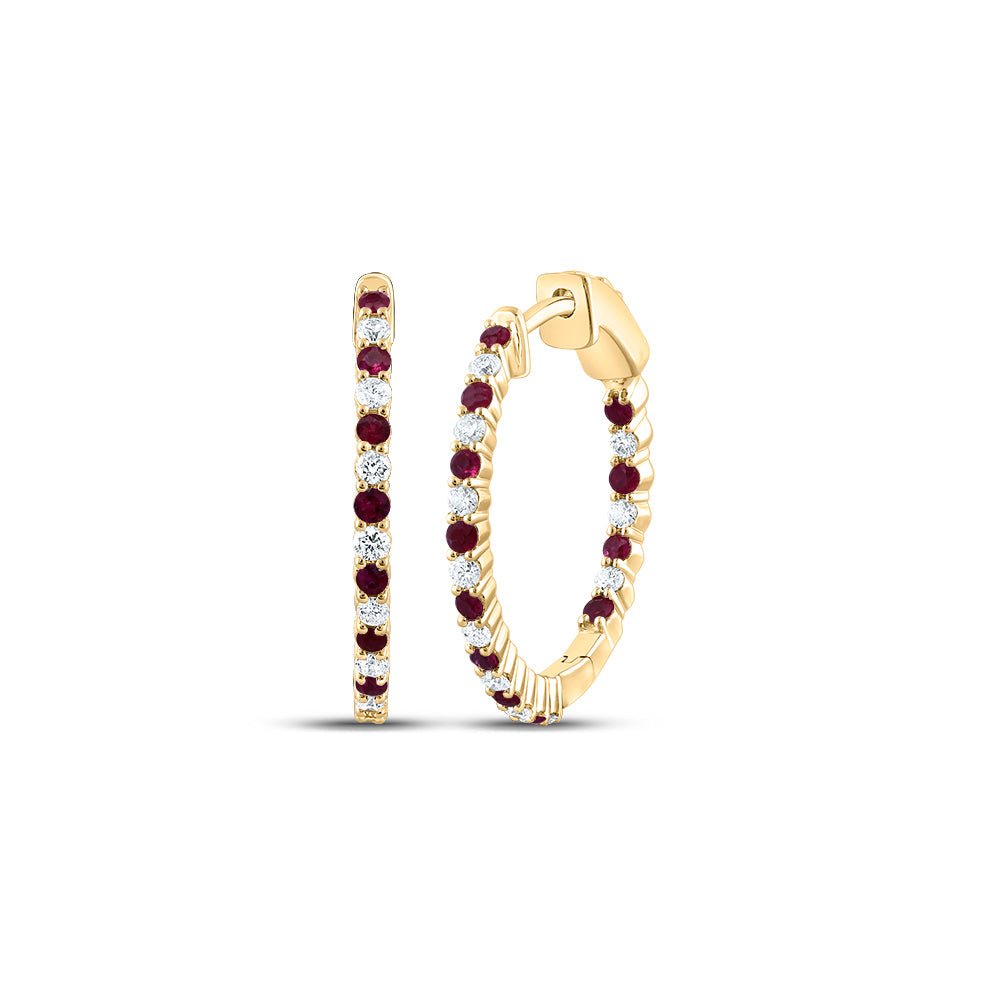 14K Yellow Gold Gift - Ready Ruby Earrings with Natural Sparkle - Splendid Jewellery