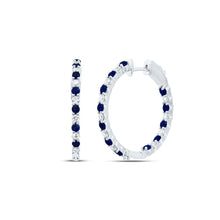Load image into Gallery viewer, Blue Sapphire Earrings in 14K White Gold with Natural Sparkle - Splendid Jewellery