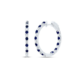 Blue Sapphire Earrings in 14K White Gold with Natural Sparkle - Splendid Jewellery