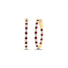 14K Yellow Gold Ruby Hoop Earrings 7/8 Cttw - Splendid Jewellery