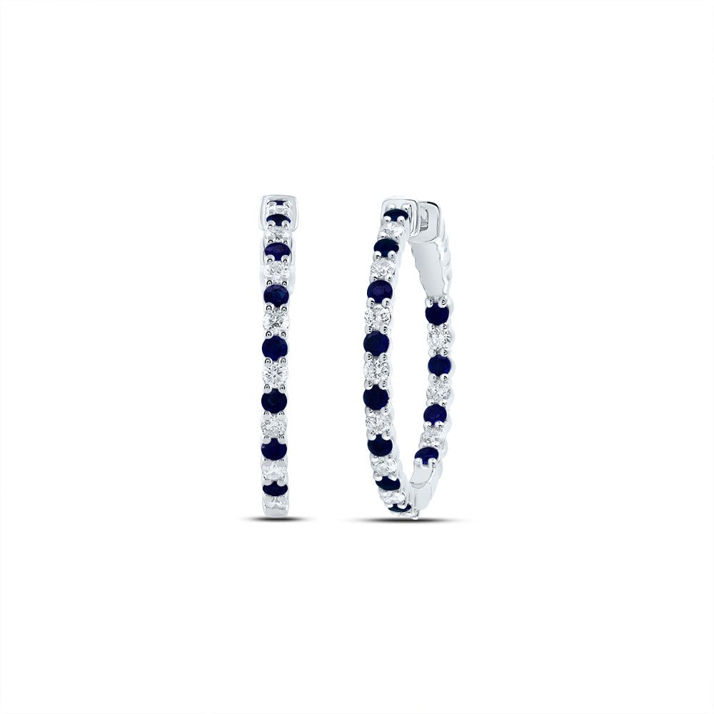 14K White Gold Gift - Ready Blue Sapphire Earrings Gift Edition - Splendid Jewellery