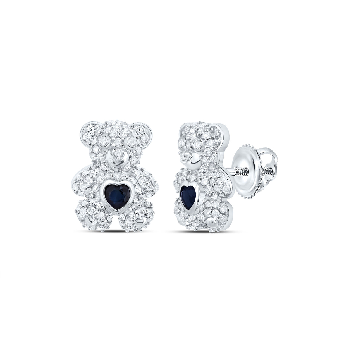 10K White Gold Luxury Blue Sapphire Earrings - Splendid Jewellery