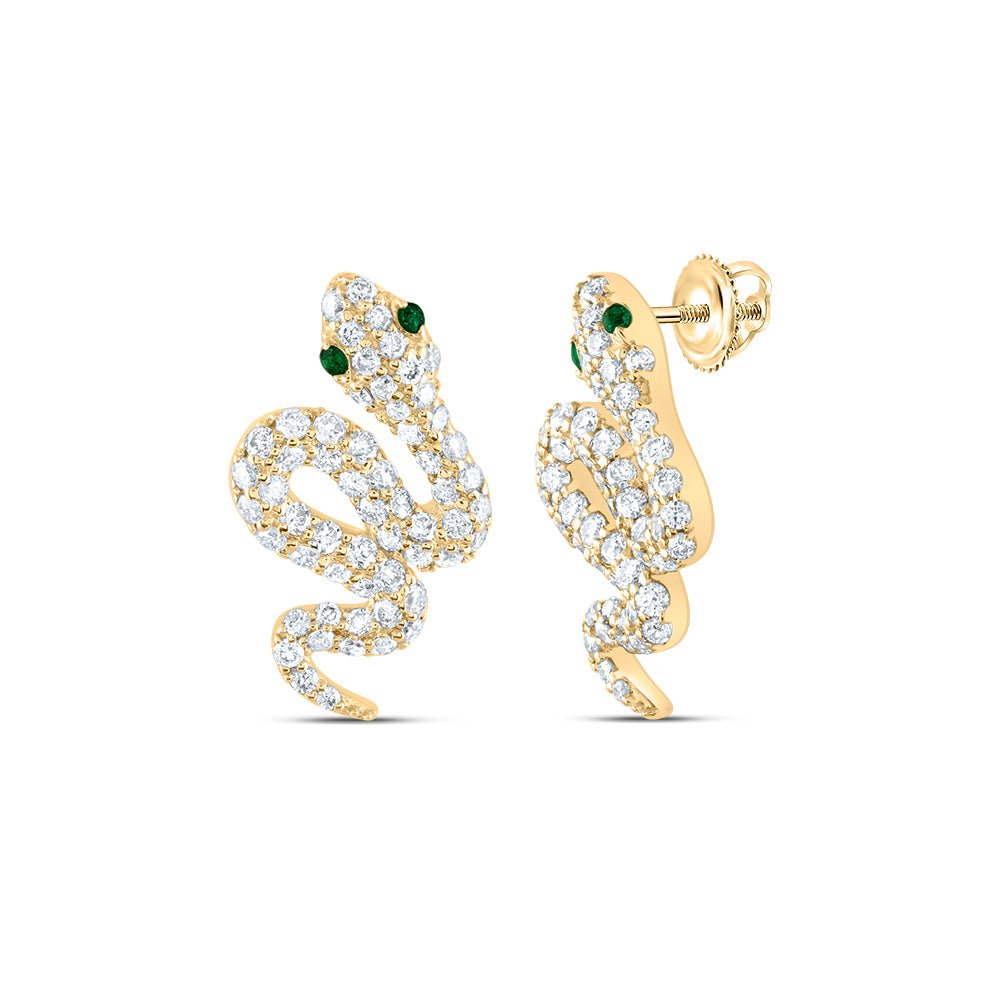 14K Yellow Gold Emerald Earrings with Fine Detail - Splendid Jewellery