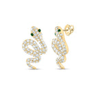 14K Yellow Gold Emerald Earrings with Fine Detail - Splendid Jewellery