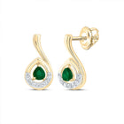 14K Yellow Gold Emerald Earrings 1/20 Cttw - Splendid Jewellery