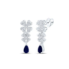 14K White Gold Gift - Ready Blue Sapphire Earrings Gift Edition - Splendid Jewellery