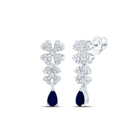 14K White Gold Gift - Ready Blue Sapphire Earrings Gift Edition - Splendid Jewellery