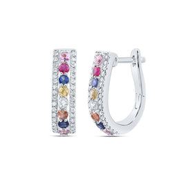 14K White Gold Luxury Sapphire Hoop Earrings - Splendid Jewellery