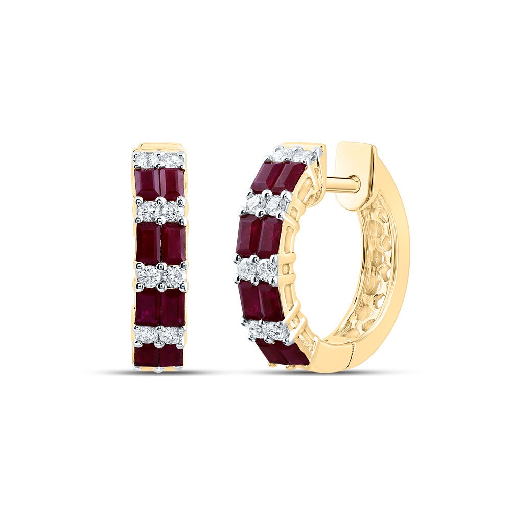 14K Yellow Gold Modern Ruby Earrings with Natural Sparkle - Splendid Jewellery