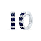 Baguette Blue Sapphire Hoop Earrings 1/4 Cttw - Splendid Jewellery
