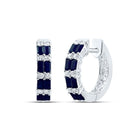 Baguette Blue Sapphire Hoop Earrings 1/4 Cttw - Splendid Jewellery