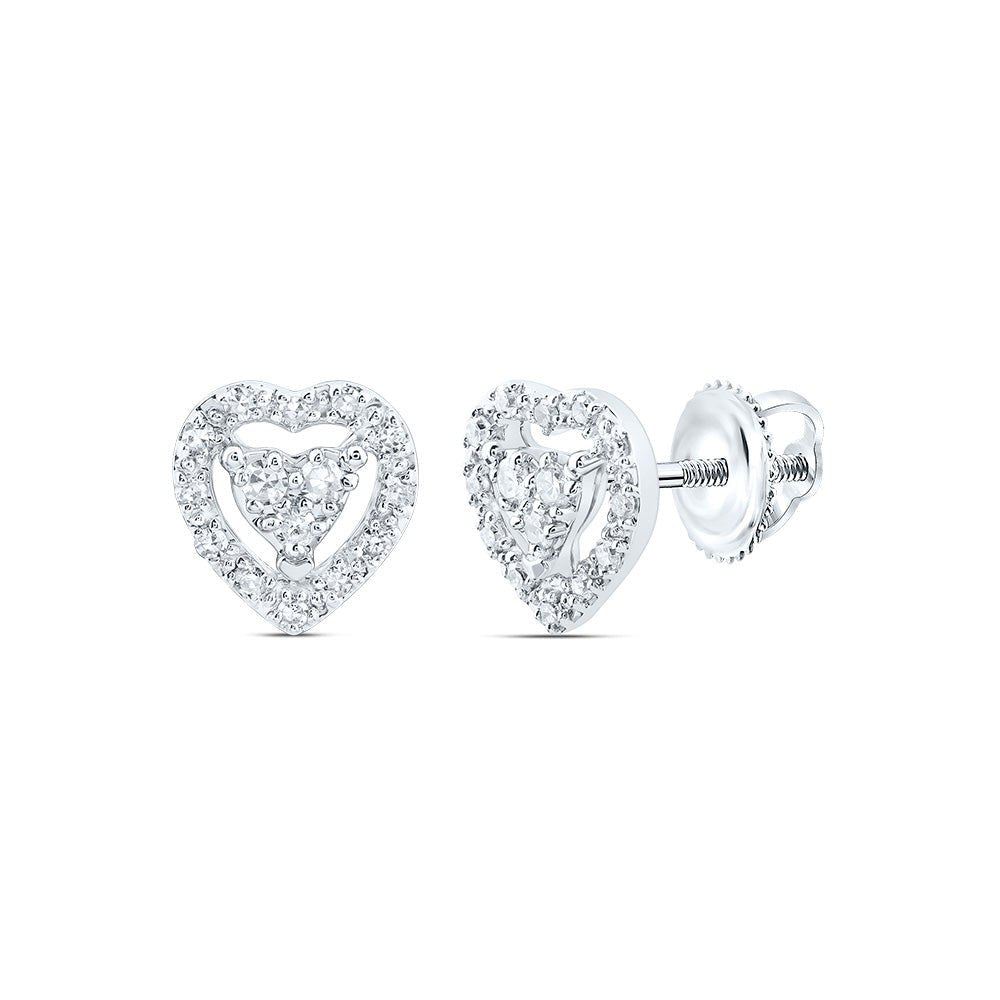 10K White Gold Elegant Earrings with Diamond with Fine Detail - Splendid Jewellery