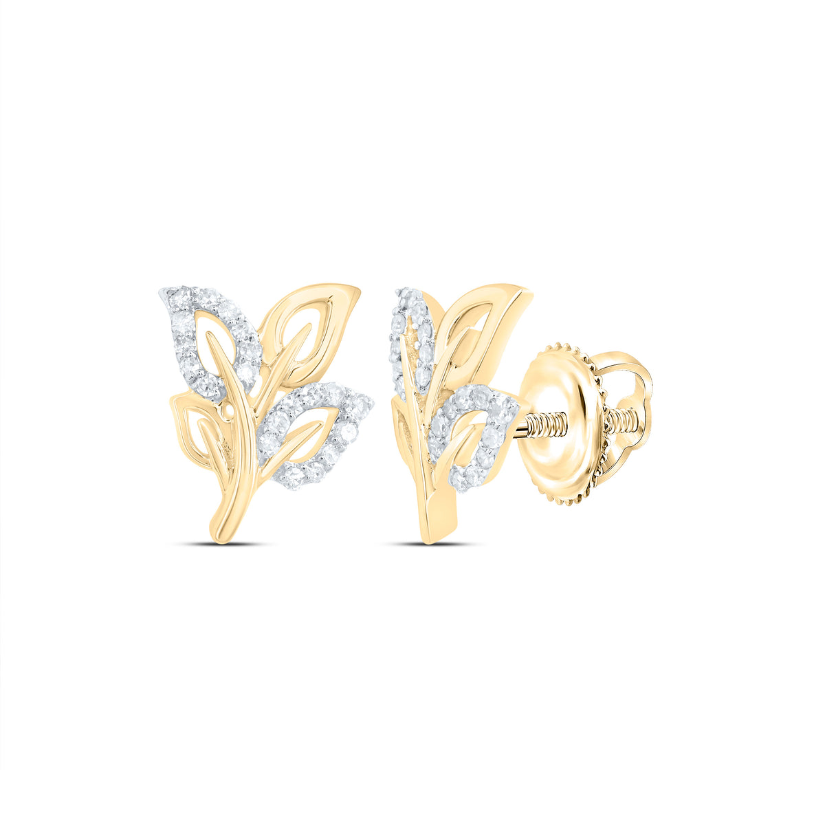 10K Yellow Gold Gift - Ready Diamond Earrings with Elegant Styling - Splendid Jewellery