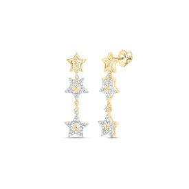 10K Yellow Gold Gift - Ready Diamond Earrings with Fine Detail - Splendid Jewellery