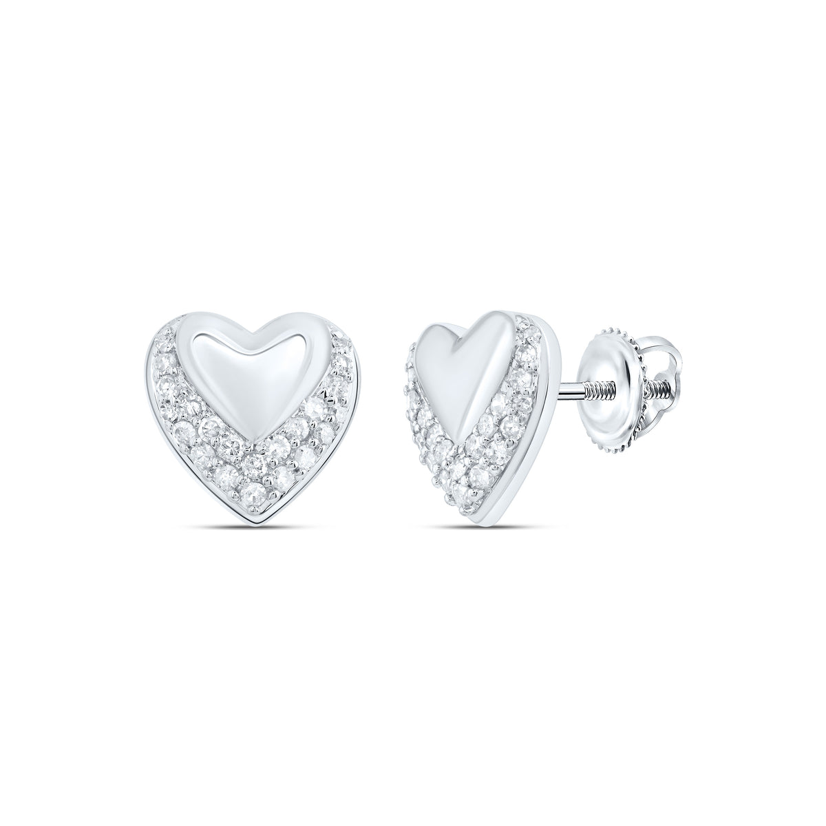 Heart Diamond Earrings in 10K White Gold with Natural Sparkle - Splendid Jewellery