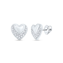 Load image into Gallery viewer, Heart Diamond Earrings in 10K White Gold with Natural Sparkle - Splendid Jewellery