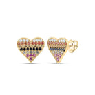 Heart Sapphire Earrings in 10K Yellow Gold - Splendid Jewellery