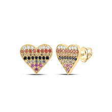 Load image into Gallery viewer, Heart Sapphire Earrings in 10K Yellow Gold - Splendid Jewellery