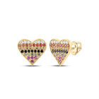 Heart Sapphire Earrings in 10K Yellow Gold - Splendid Jewellery