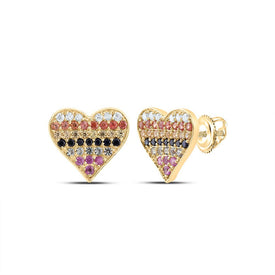 Heart Sapphire Earrings in 10K Yellow Gold - Splendid Jewellery