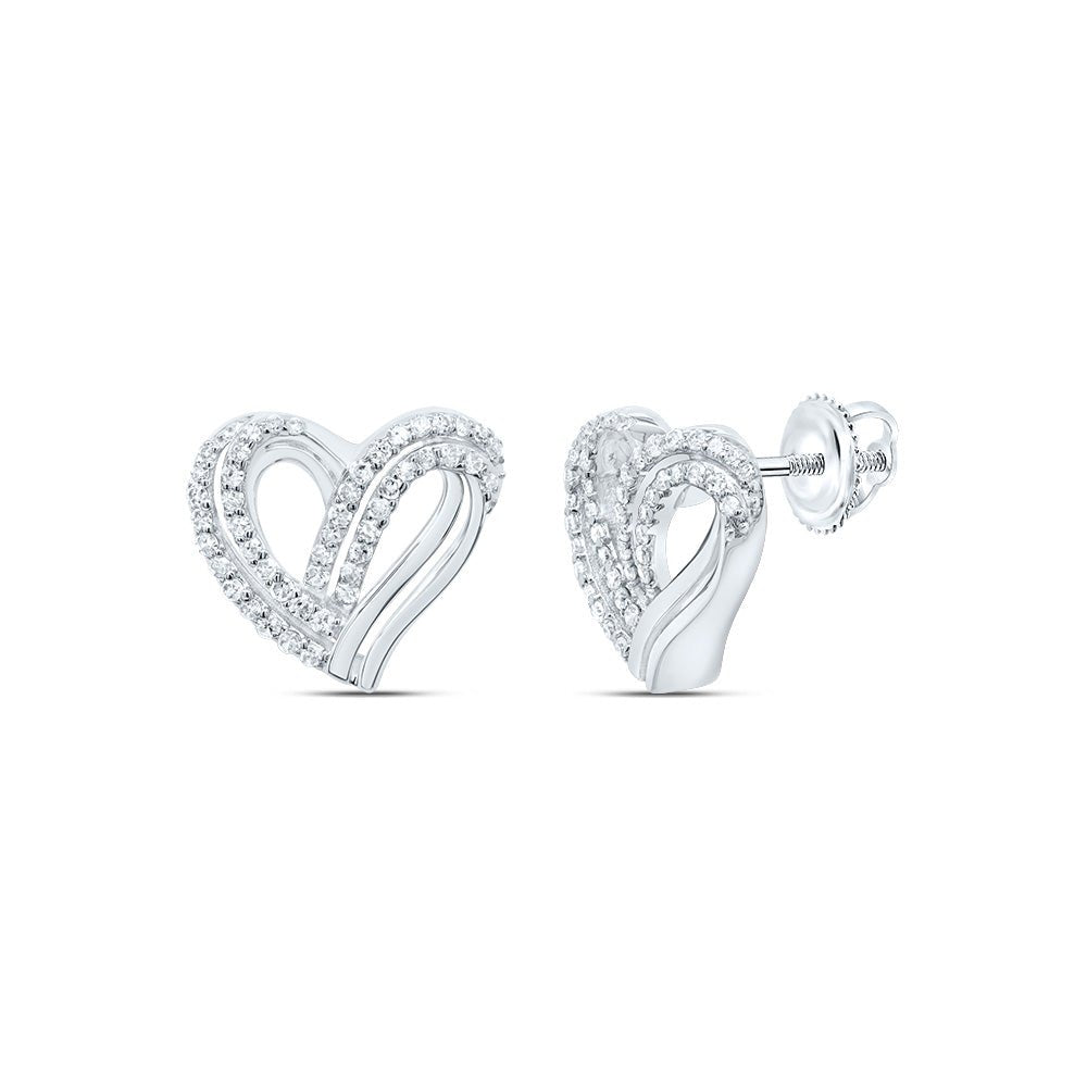 10K White Gold Heart Diamond Earrings Gift Edition - Splendid Jewellery