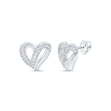 Load image into Gallery viewer, 10K White Gold Heart Diamond Earrings Gift Edition - Splendid Jewellery