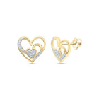 Heart Diamond Earrings in 10K Yellow Gold with Elegant Styling - Splendid Jewellery