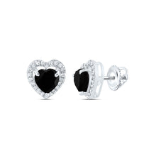 Load image into Gallery viewer, Heart Diamond Earrings in 10K White Gold with Fine Detail - Splendid Jewellery