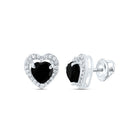 Heart Diamond Earrings in 10K White Gold with Fine Detail - Splendid Jewellery