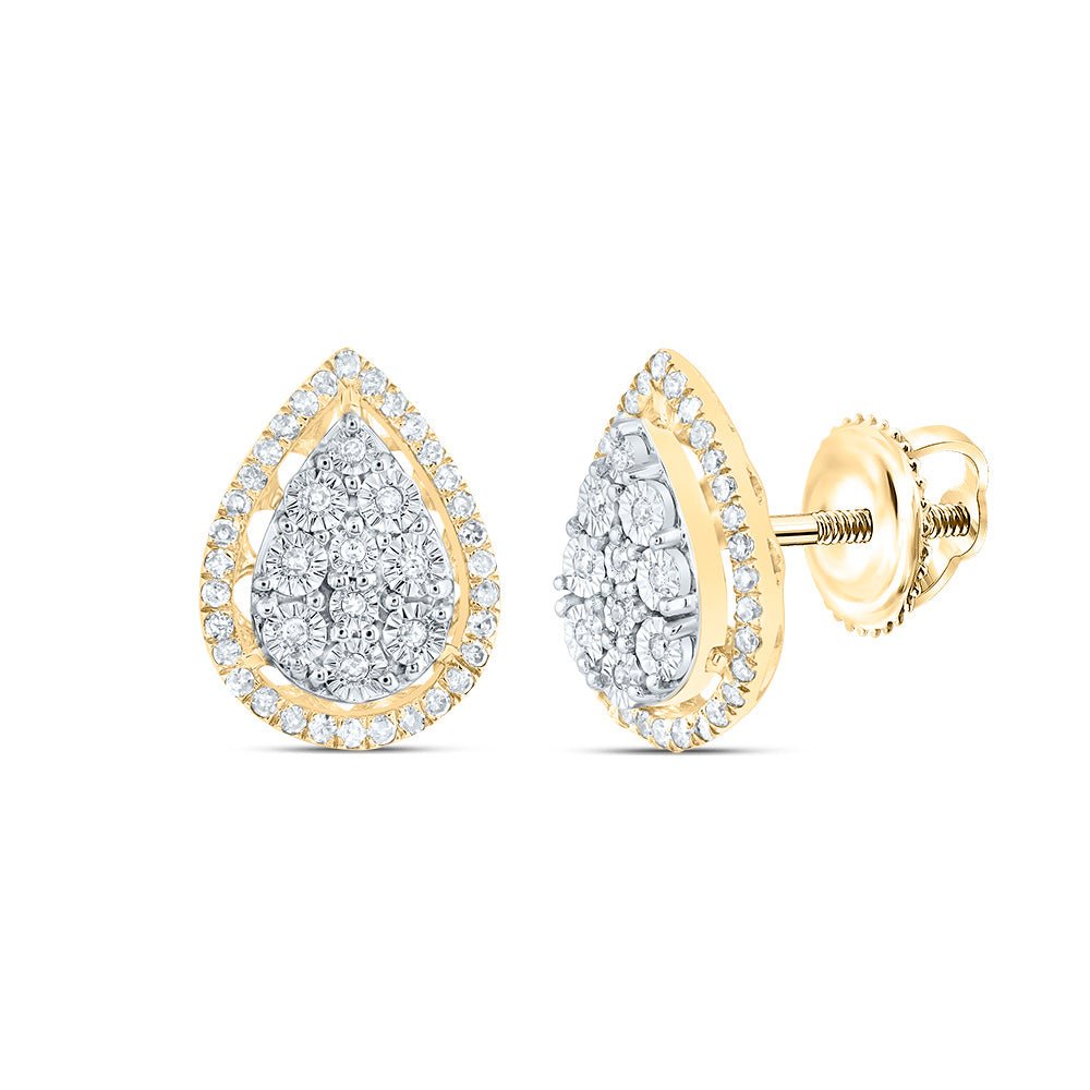 10K Yellow Gold Elegant Earrings with Diamond with Fine Detail - Splendid Jewellery