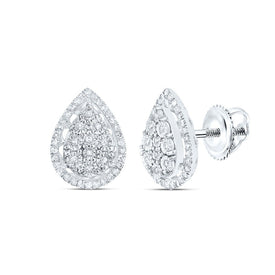 10K White Gold Gift - Ready Diamond Earrings with Elegant Styling - Splendid Jewellery