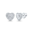 Heart Diamond Earrings in 10K White Gold with Elegant Styling - Splendid Jewellery