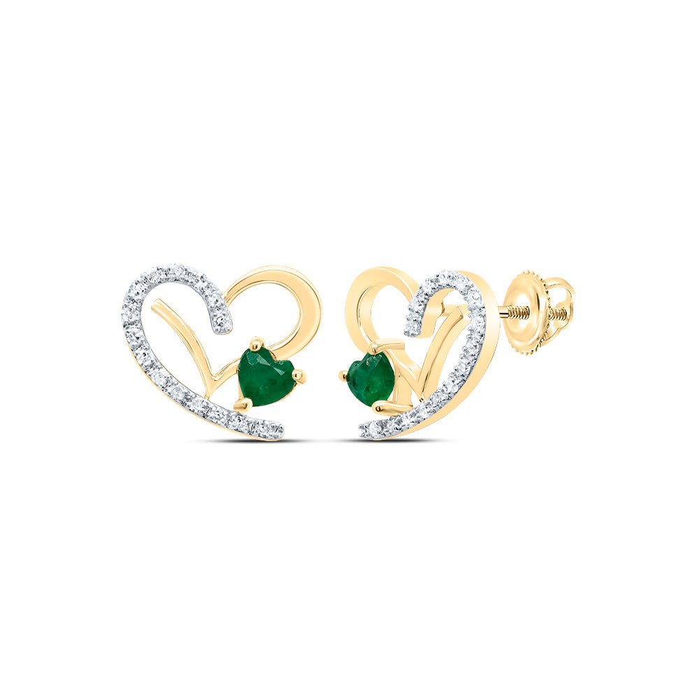 Emerald Stud Earrings in 14K Yellow Gold - Splendid Jewellery