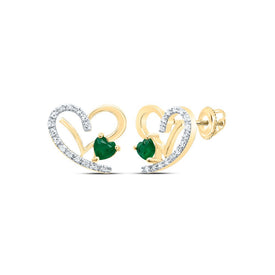 Emerald Stud Earrings in 14K Yellow Gold - Splendid Jewellery