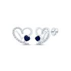 Heart Blue Sapphire Earrings in 14K White Gold - Splendid Jewellery