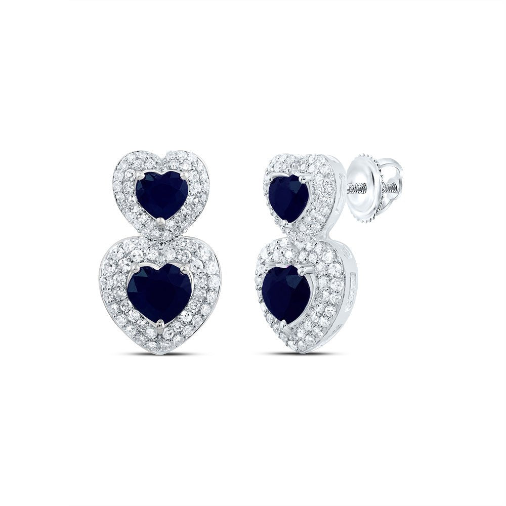 14K White Gold Luxury Blue Sapphire Earrings with Natural Sparkle - Splendid Jewellery