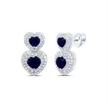 Load image into Gallery viewer, 14K White Gold Luxury Blue Sapphire Earrings with Natural Sparkle - Splendid Jewellery