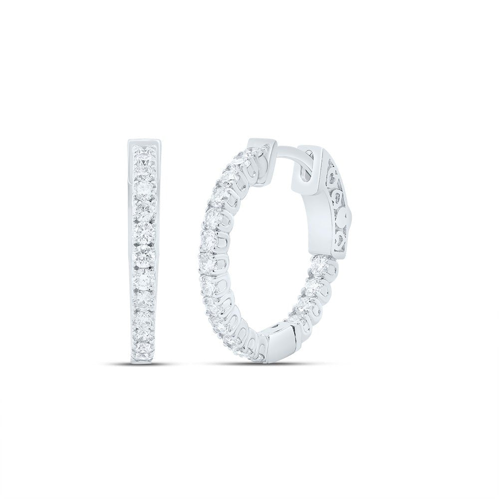 10K White Gold Diamond Hoop Earrings with Elegant Styling - Splendid Jewellery