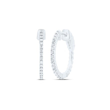 Load image into Gallery viewer, 14K White Gold Elegant Hoop Earrings with Diamond with Elegant Styling - Splendid Jewellery