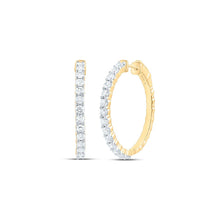 Load image into Gallery viewer, 10K Yellow Gold Luxury Diamond Hoop Earrings - Splendid Jewellery
