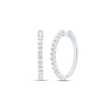 Load image into Gallery viewer, Diamond Hoop Earrings in 10K White Gold with Elegant Styling - Splendid Jewellery
